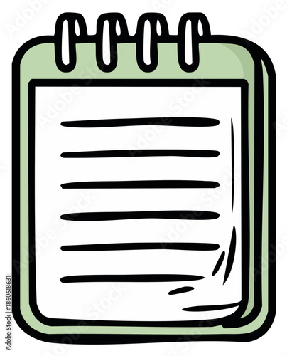 Cartoon style spiral bound notebook with lined paper a simple illustration for notes or school supplies