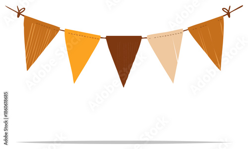 Warm Rustic Bunting Flags Decorative Illustration Party Celebration Garland
