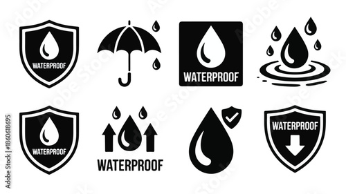 Collection of waterproof symbols and logos