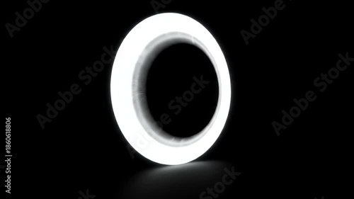 Saturn Ring Closeup Rotating on Black Background.