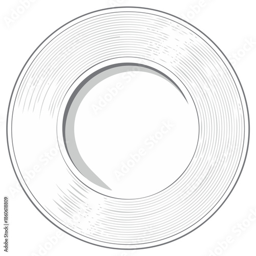 Classic empty dinner plate drawing in a vintage engraved line art style for food and dining concepts