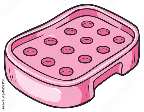 Pink Plastic Soap Dish with Drain Holes for Bathroom or Kitchen Soap Display