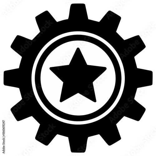 Gear Star Icon, Mechanical Cog, Symbol, Design, Tech Logo, Modern, Isolated