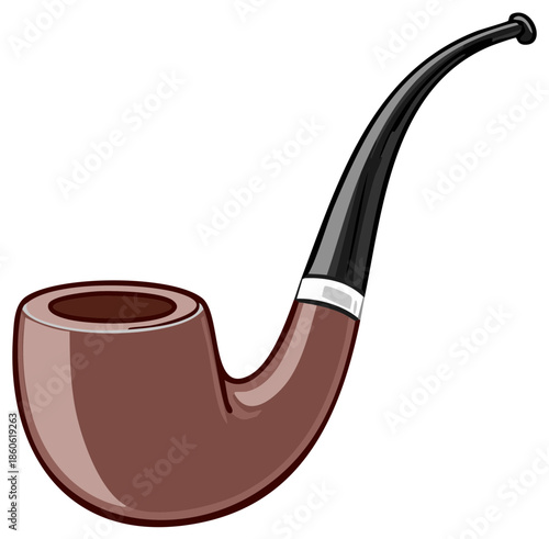 Cartoon illustration of a classic smoking pipe with a curved stem