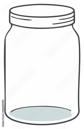 Simple Hand Drawn Illustration of an Empty Glass Mason Jar for Storage and Preserving