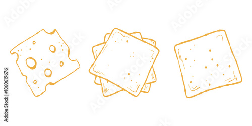 Cheese Slice Set. Cheese Slices Illustration, Charcuterie Icon Pack. Cheese Slice, Vector Icons for Food Packaging