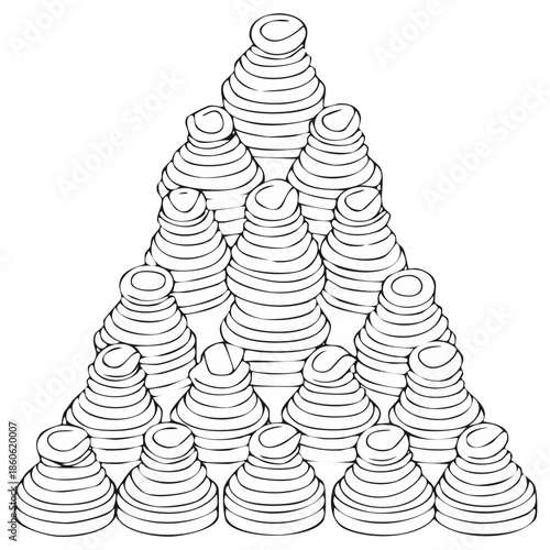 Illustration of Stacked Ring Toy Pyramid Isolated on White Background