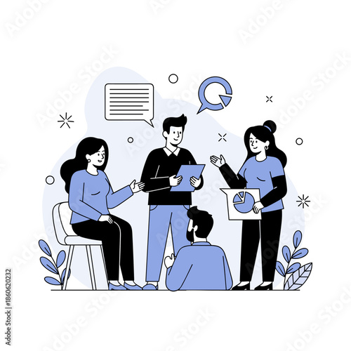 Team collaboration discussion among diverse young adults in office setting