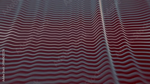 An elegant 4K animation featuring smooth waves on a deep burgundy background. The abstract background imitates a rhythmic pulse. Seamless loop for premium projects