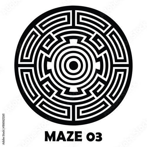 Generative Design Complex Maze Silhouette Labyrinth Logic Puzzle Graphic