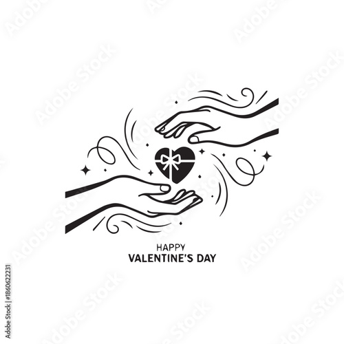 Stunning Valentine's Day graphic with hands holding heart gift