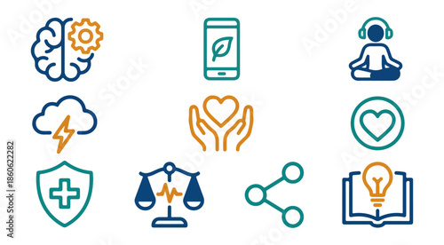 Conceptual icons illustrating various themes