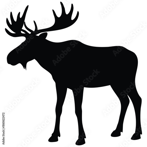 Generative Design Wild Moose Silhouette Antler Forest Wildlife Graphic