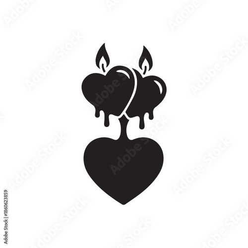 Melting Hearts: A minimalist and elegant illustration features three interconnected heart-shaped forms, a symbol of deep love and affection.