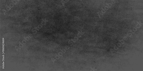 A dark and old black and white grunge background features a dirty textured surface of aged gray concrete wall and vintage paper pattern for a blank design backdrop