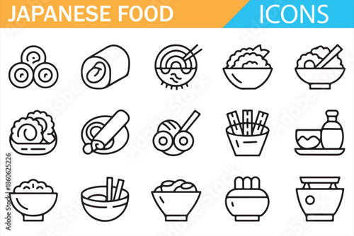 Minimal Japanese Cuisine Icons Set for Web and Mobile Apps
