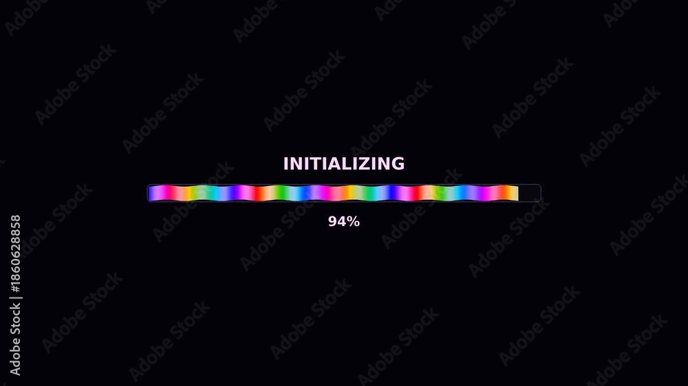 Video Stock Progress bar displays initializing status at 100 percent ...