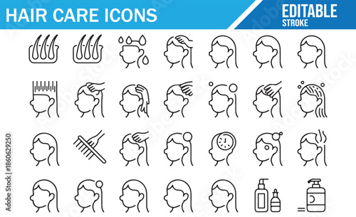Beauty salon procedure line art icons for web design.