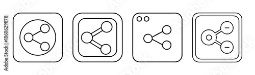 Diverse set of outline share icons for digital platforms and social media applications