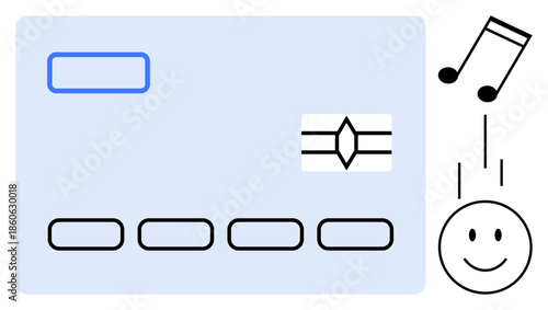 Digital payment concept. Digital payment connection with music streaming seamless transactions. Digital payment displayed with card icon and emotive design. Use for fintech, UI design, e-commerce