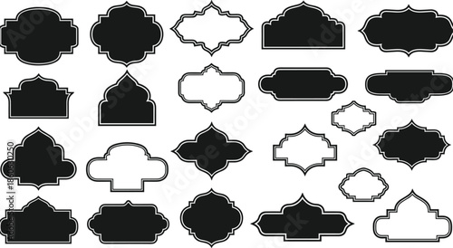 Arabic Style Frames and Borders in Black and White Silhouettes arabic frames arabic borders
