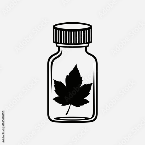 Black and white cannabis leaf bottle.