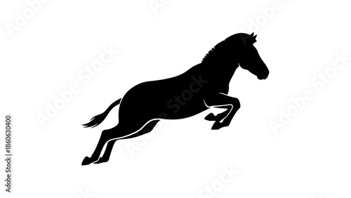 Black Horse Silhouette in Motion Running.