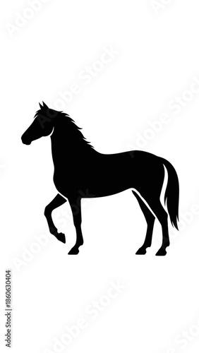 Black Horse Silhouette Running Freely Alone.