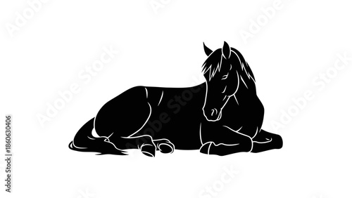 Black Horse Lying Down Silhouette.