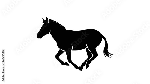 Black Horse Silhouette Running Fast.
