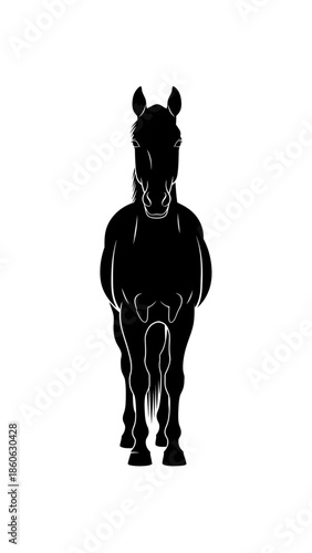 Black Horse Silhouette Standing Alone.