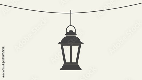 Black Lantern Hanging From Wire.