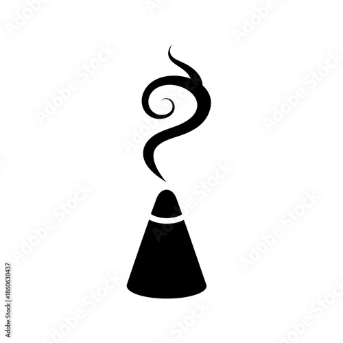 Black Incense Cone with Rising Smoke.