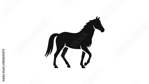 Black silhouette of a horse running.