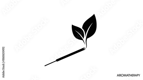 Black silhouette of a leafy sprout.