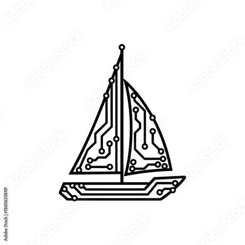 Circuit board sailboat electronic design.