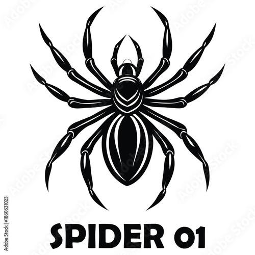 Minimalist Black Spider Silhouette Isolated on White Background