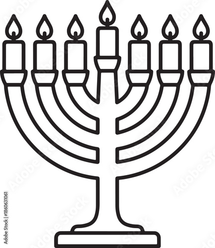 Hanukkah Menorah Candles Silhouette Icon Vector Jewish Holiday Festival Light Celebration Logo Symbol Sign Illustration