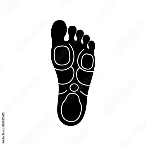 Human Foot Reflexology Diagram Illustration.