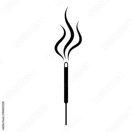 Incense stick with rising smoke.