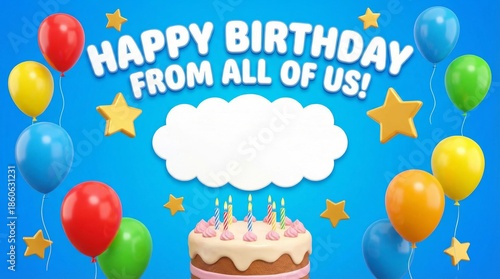 Happy Birthday Celebration With Cake and Balloons for a Special Event