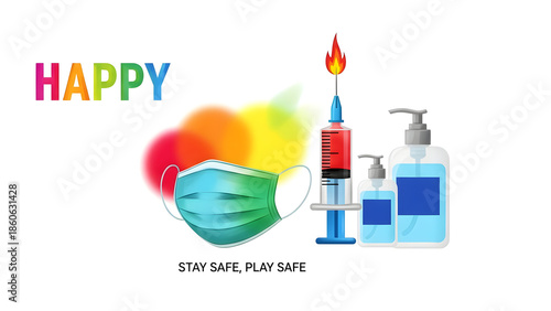 Covid 19 safety precautions and vaccination concept