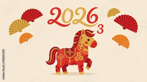 Spring Festival Celebration for the Year 2026 Featuring a Horse and Tradition...