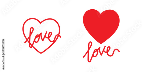 Hand drawn valentine love shape and letter design. heart symbol for romantic wedding, love poster, valentine day, social media, poster, banner etc. png and vector illustration on transparent backgroun