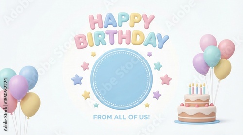 Colorful Birthday Celebration Greeting With Cake and Balloons for a Special O...