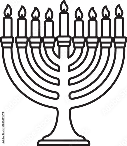 Hanukkah Menorah Candles Silhouette Icon Vector Jewish Holiday Festival Light Celebration Logo Symbol Sign Illustration