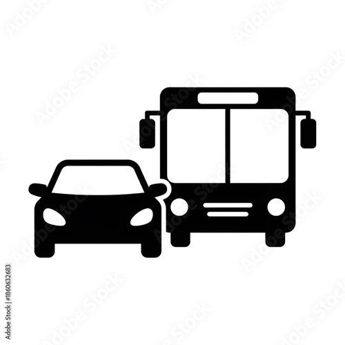 black car and bus icon vector transport and traffic concept