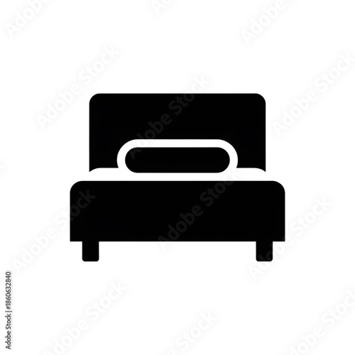 black bed icon isolated on white background