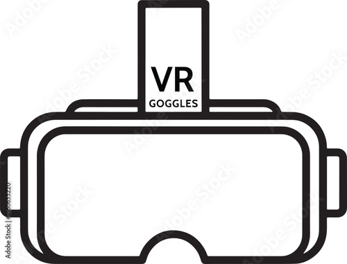 Vr goggles silhouette icon vector virtual reality headset minimal line art geometric digital device logo symbol sign illustration