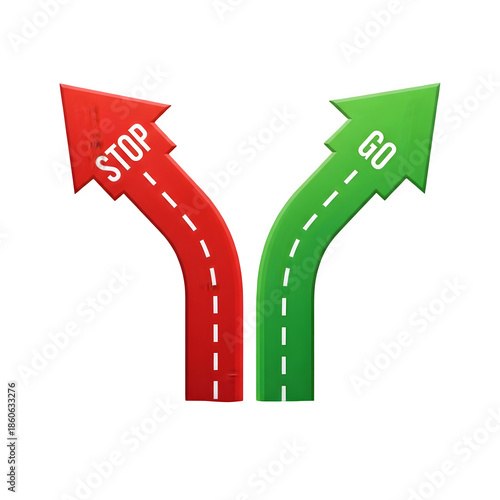 Contrasting road signs stop or go decision